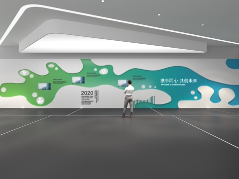  文化墙 企业文化墙 展示墙  展厅 校园文化 走廊  教室su模型 