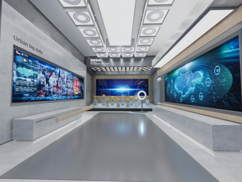  现代科技感展厅3d模型 