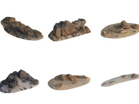  海边沙滩石头岩石3d模型 