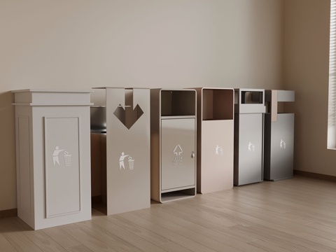  现代垃圾桶 分类垃圾桶 垃圾桶组合su模型 