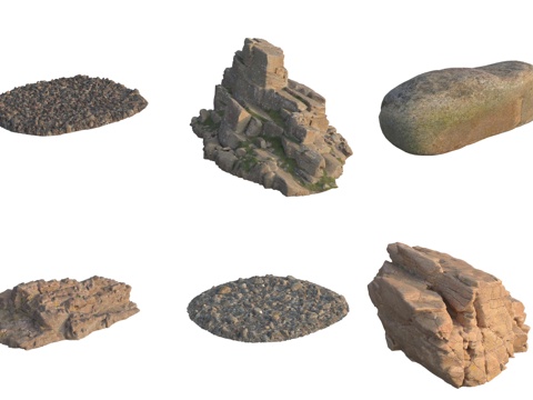  石头岩石鹅卵石3d模型 