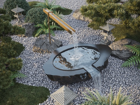  现代水景观 流水 水池 水钵3d模型 