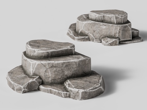 景观石 石块 石材 假山 园林石头 岩石3d模型 