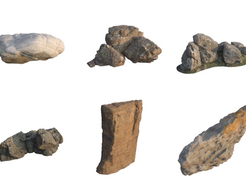  海边沙滩石头岩石3d模型 