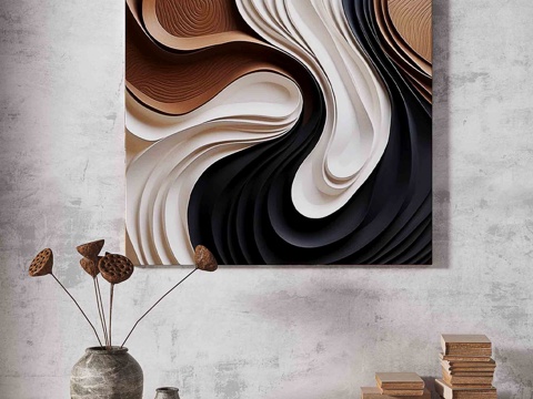  侘寂，复古，肌理，抽象，装饰画3d模型 