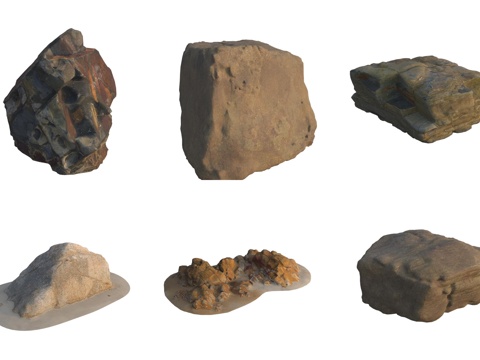  海边沙滩石头岩石3d模型 