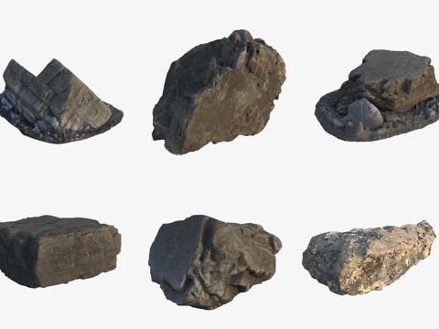  海边大石头巨石岩石3d模型 