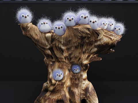  毛绒玩具 鸟3d模型 