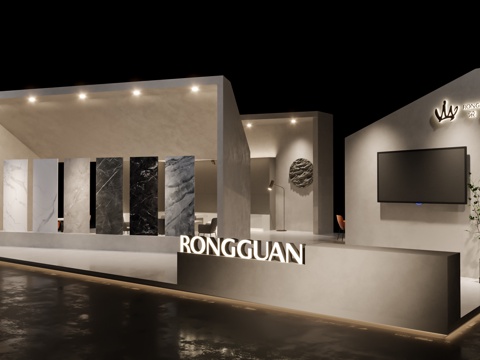  现代石材展台 石材展厅 石材展示3d模型 