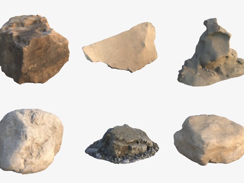  海边大石头巨石岩石3d模型 