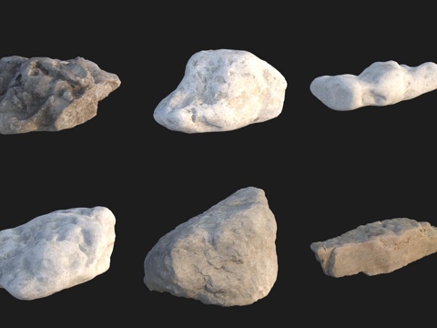  海边沙滩石头岩石3d模型 