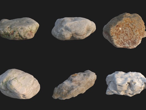  海边沙滩石头岩石3d模型 