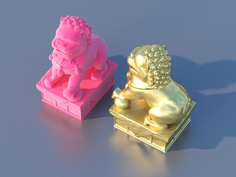  狮子 麒麟 神兽 石狮3d模型 