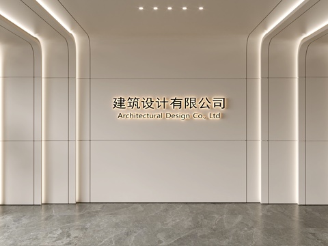  现代前台背景墙 简约背景墙 前台接待区背景墙 公司前台背景墙su模型 
