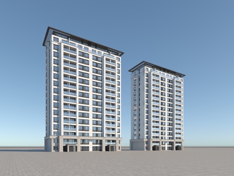  现代高层住宅3d模型 