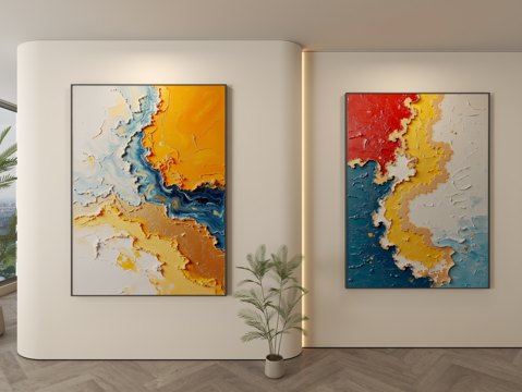  现代装饰画 装饰画 现代挂画 挂画 简约挂画3d模型 