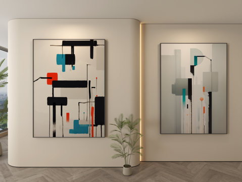  现代装饰画 装饰画 现代挂画 挂画 简约挂画3d模型 