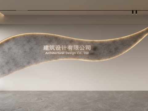  现代前台背景墙 简约背景墙 前台接待区背景墙 公司前台背景墙su模型 