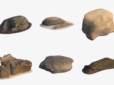  海边大石头巨石岩石3d模型 