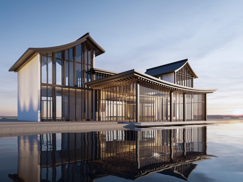  现代美术馆建筑 公共建筑 景观建筑 展览馆建筑 驿站建筑su模型 