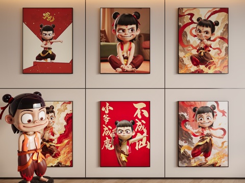  现代简约人物挂画3d模型 