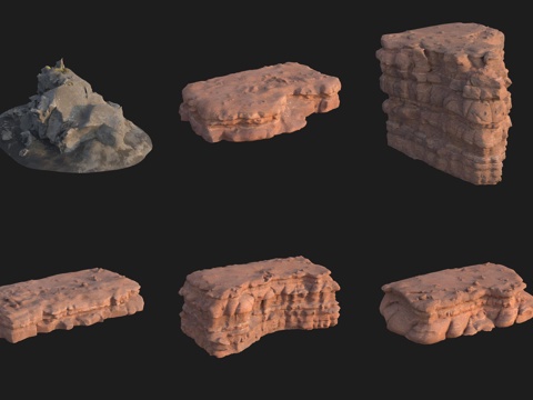  悬崖石头岩石巨石3d模型 