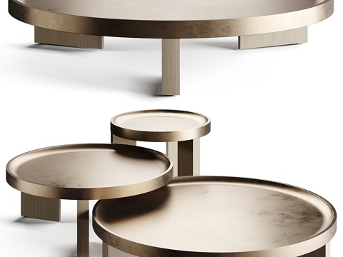  现代意式轻奢 Minotti LOUVER 金属茶几3d模型 