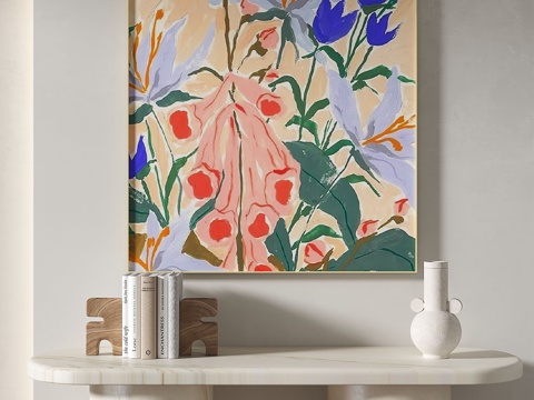  现代，油画，奶油，简约，装饰画3d模型 