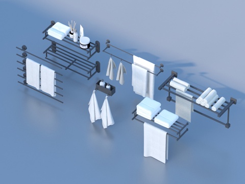  毛巾 毛巾架3d模型 