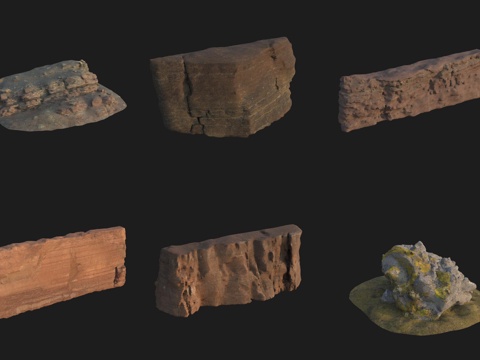  悬崖大石头岩石巨石3d模型 