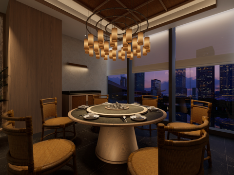  餐饮包间su模型 