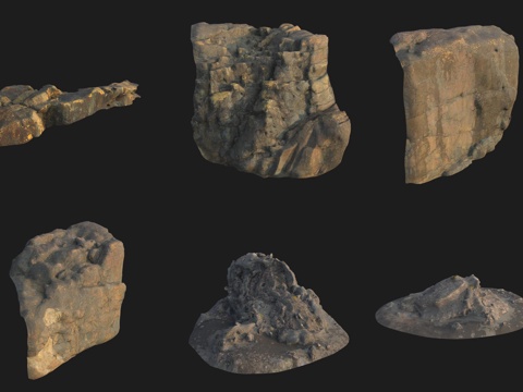  悬崖石头岩石巨石3d模型 