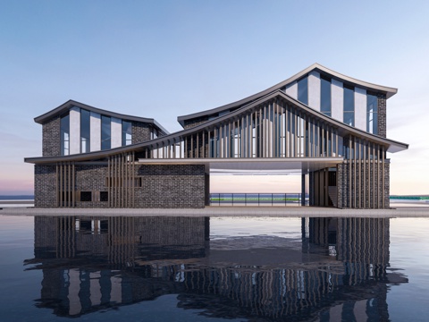  现代美术馆建筑 公共建筑 景观建筑 展览馆建筑 驿站建筑su模型 