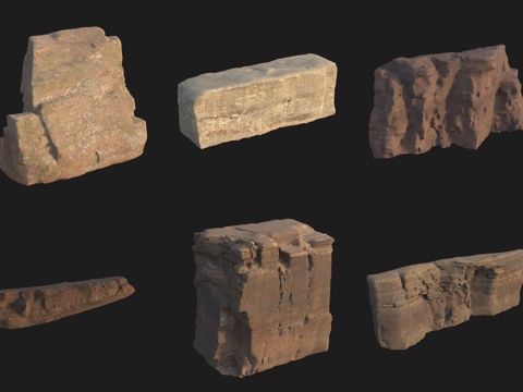  悬崖大石头岩石巨石3d模型 