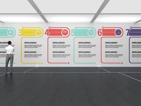  文化墙 企业文化墙 展示墙 主题墙 展厅 校园文化 走廊3d模型 