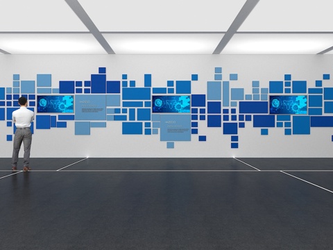  文化墙 企业文化墙 展示墙 主题墙 展厅 校园文化 走廊3d模型 