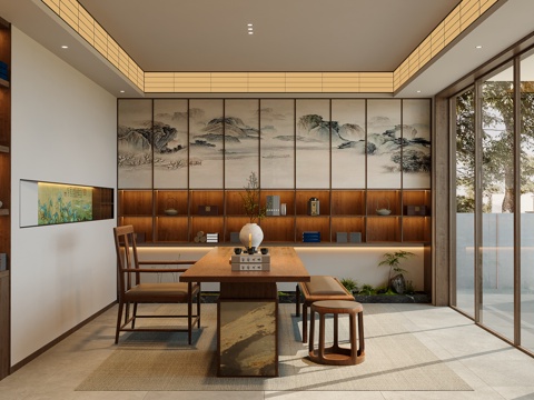  茶室su模型 