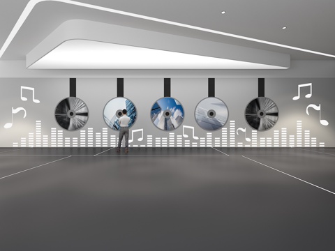  文化墙 音乐文化墙 展示墙 教室 展厅 校园文化 走廊3d模型 