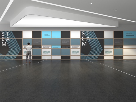  文化墙 企业文化墙 展示墙 教室 展厅 校园文化 走廊3d模型 