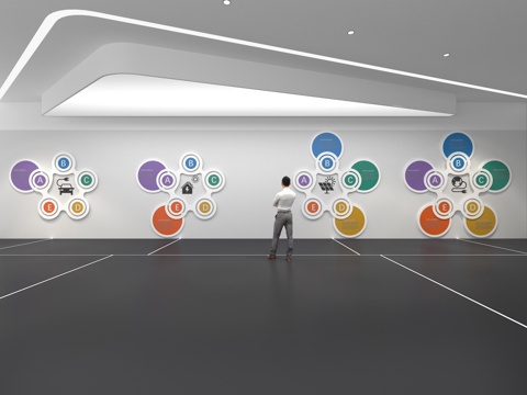  文化墙 企业文化墙 展示墙 教育 展厅 校园文化 走廊3d模型 