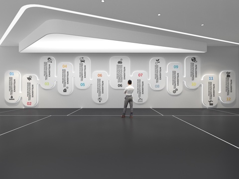  文化墙 企业文化墙 教育 主题墙 展厅 校园文化 走廊3d模型 