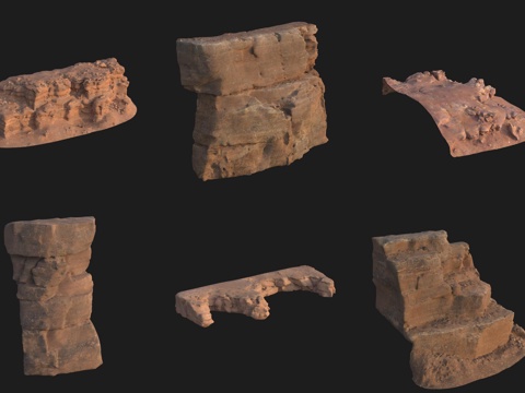  悬崖大石头岩石巨石3d模型 