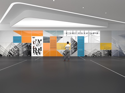  文化墙 企业文化墙 展示墙 教育 展厅 校园文化 走廊3d模型 