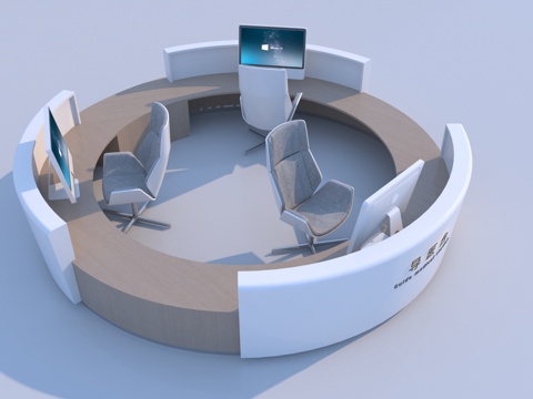  现代医院前台3d模型 
