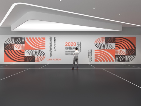  文化墙 企业文化墙 教育 主题墙 展厅 校园文化 走廊3d模型 