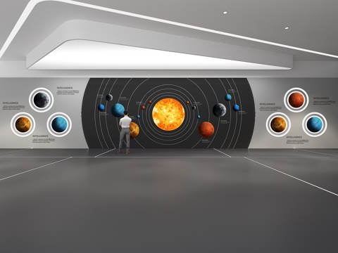  文化墙 星系文化墙 展示墙 教室 展厅 校园文化 走廊3d模型 