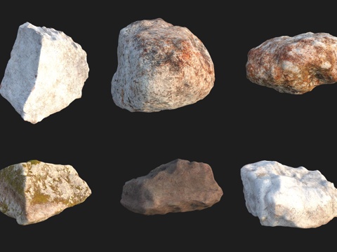  花岗岩石头石材3d模型 