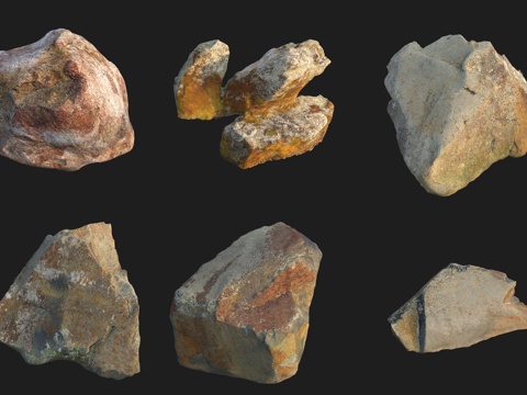  花岗岩石头石材3d模型 