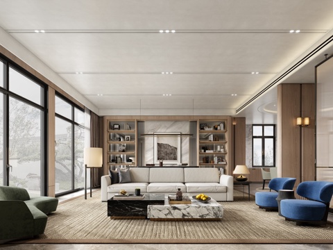  别墅客餐厅玄关整体模型3d模型 