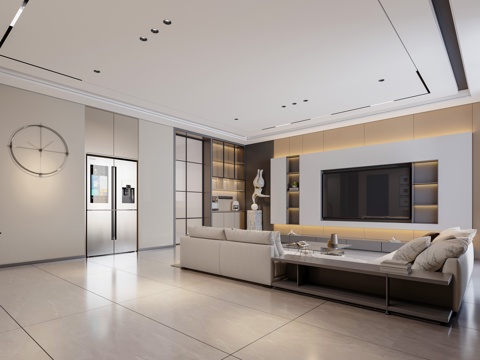  自建房客厅3d模型 